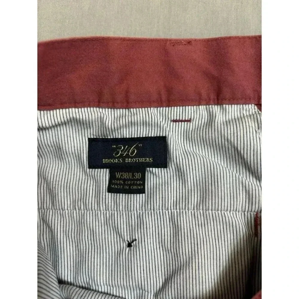 Brooks Brothers 346 Chino Pants Mens 38x28 Red Salmon Relaxed Preppy